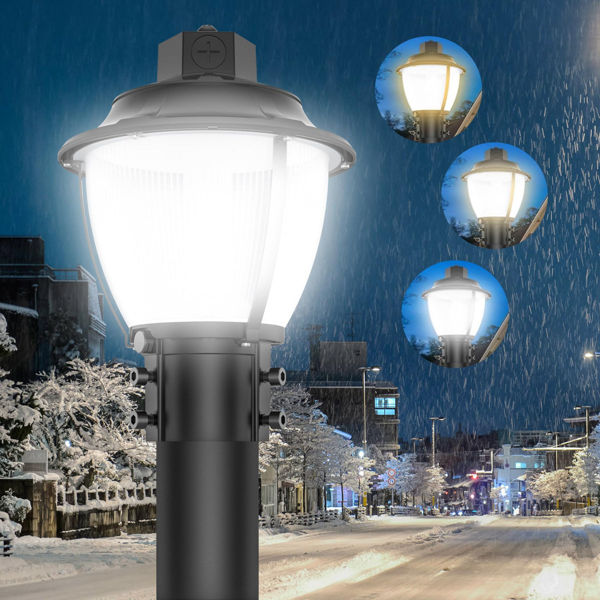 LED Post Top Light 80W 60W 48W Adjustable LED Pole Area Lights Dusk to Dawn (8.66 Inch)