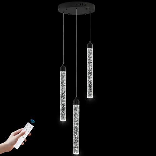 High Ceiling Crystal Staircase Chandelier Pendant Lights Modern Spiral Raindrop Dimmable LED Bubble Cluster Ceiling Hanging Lighting Fixture for Foyer Living Room Remote Control