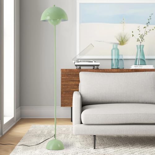 Mid Century Modern Metal Bud Floor Lamp for Home and Office (Pastel Green)