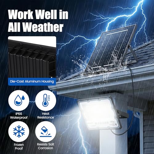 2 Pack 50W Solar Flood Light Outdoor Waterproof (2-Pack(50))