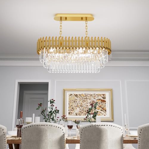 31.5" 8 Light Gold K9 Crystal Chandelier (Gold L32")