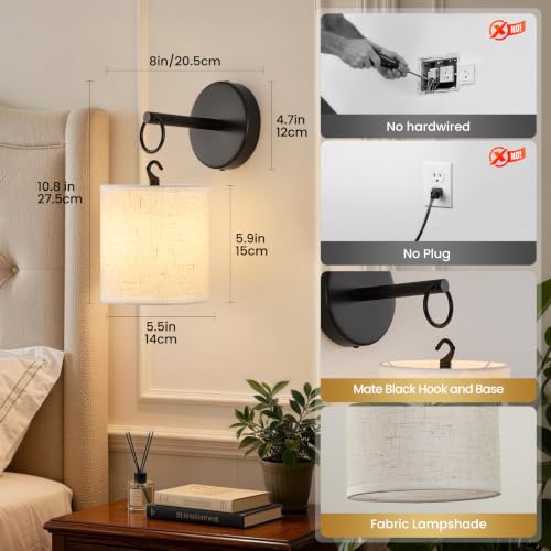 Peel and Stick Sconces Set of 2 Black (Black / 2 Pack)