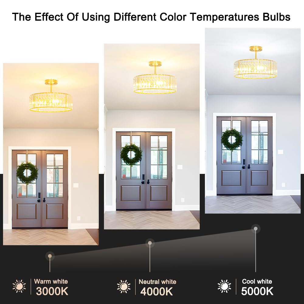 Modern Crystal Ceiling Light Fixture (16in - 5 light / Gold)