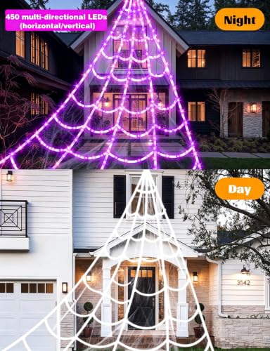 Spider Webs Halloween Decor Lights (New Orange-Purple Grid Luminous Net)
