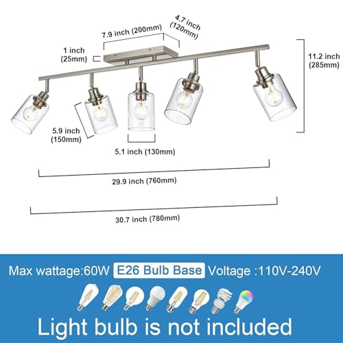 5 Light Track Lighting Kit Brushed Nickel Kitchen Track Lighting (Brushed Nickel / 5 Lights)