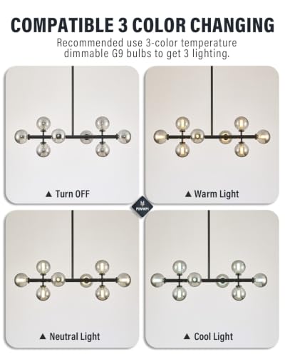 Modern Linear Chandeliers for Dining Room (Black (with Somke Grey Lampshade) / 31.5 Inch)