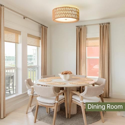15.7" Rattan Ceiling Light (Brown / 15.7")