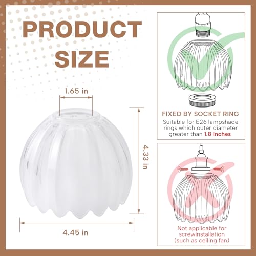 2 Pcs Glass Tulip Lamp Shade (White)