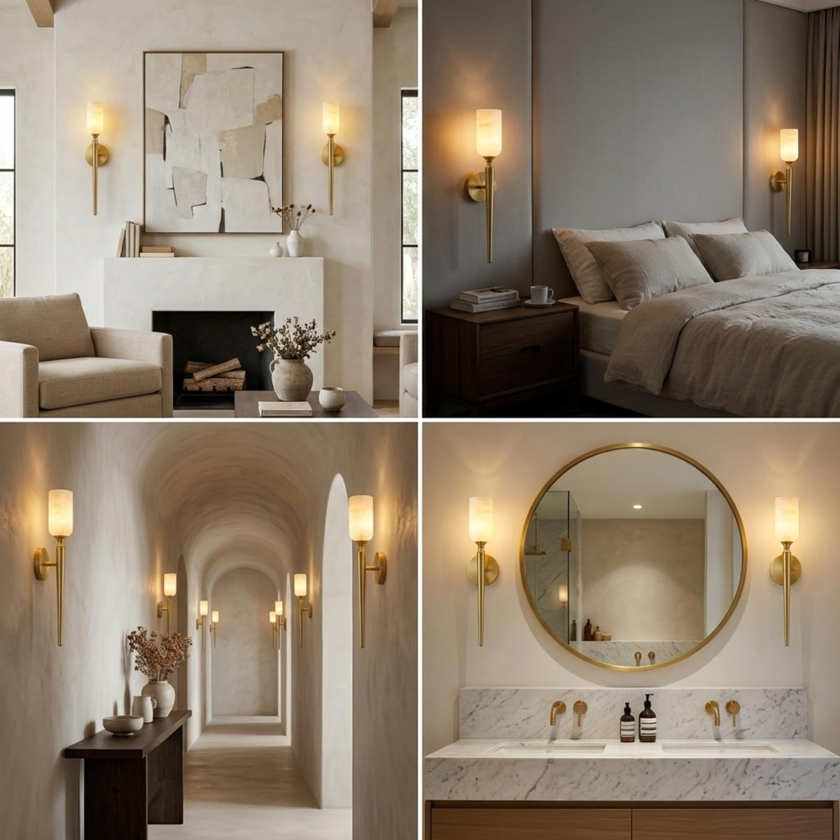 Alabaster Wall Sconces Set of 2