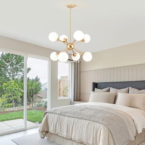 28.3" Glass Globe Chandelier 8 (Gold-8)