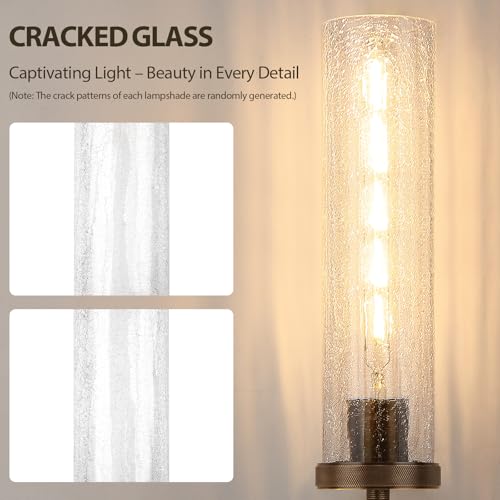 19.5" Knurled Brass Wall Sconces Set of 2 (Bronze-Crackle Tube / 19.5″-2 Pack)