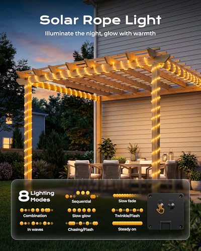 Solar Rope Lights (Warm White / 100 LED 2PACK)