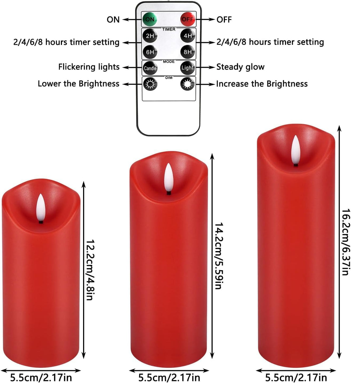 Christmas Flickering Flameless Candles - 24 Pack, Red