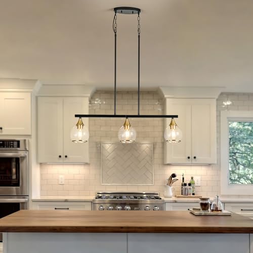 Island Light for Kitchen (Black and Gold / 3-Light)