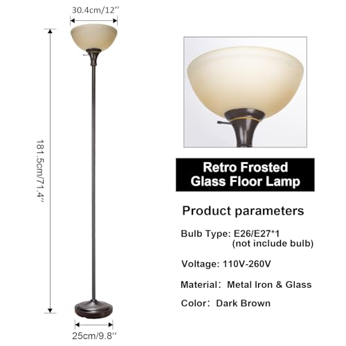 Floor Lamp Frosted White Glass Bowl Shade (Bowl Shade Lamp-Brown)