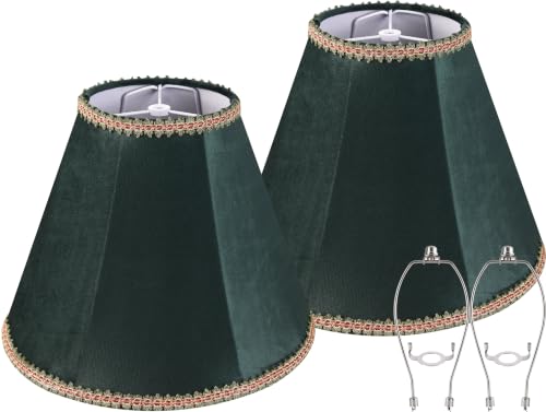 Green Velvet Lamp Shades Set of 2 6"×13"×9.8" Bell Shade (6*13*9.8in / Green-2 Pack)