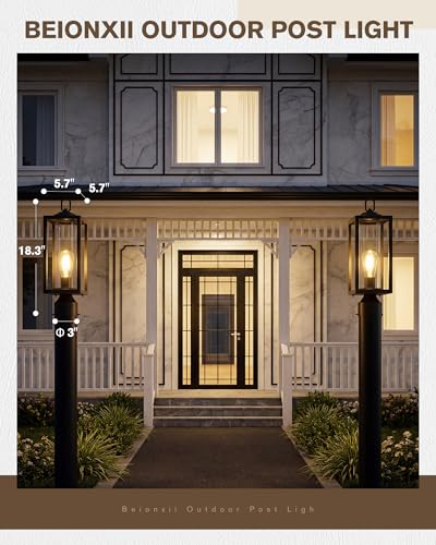 18Inch Outdoor Post Lights (Black(No Sensor) / 18.3 in)