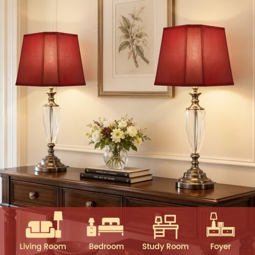 Rectangle Cut Corner Lamp Shades Set of 2 (Burgundy Red)