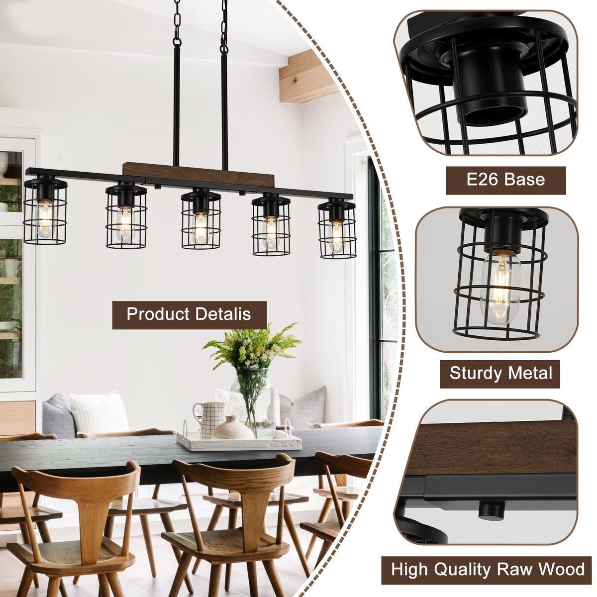 5 Light Farmhouse Kitchen Light Fixture (5-Light)