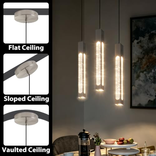 Integrated LED Pendant Lights Fixture (Brushed Nickel / 3 Pack)
