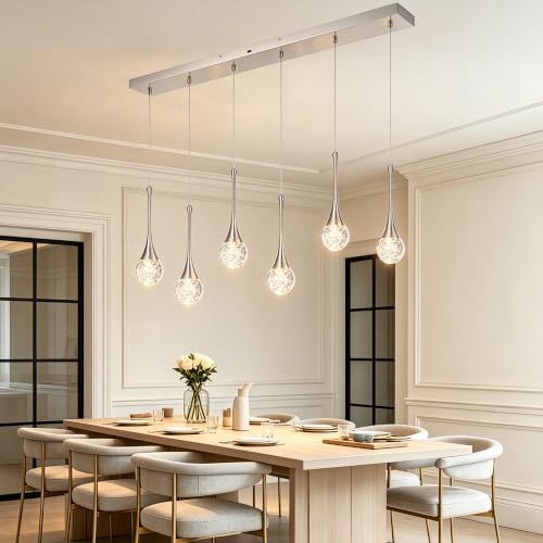 6 Light Rectangle Brushed Nickel Crystal Chandelier (Brushed Nickel / Rectangle Pendant 6-Light)
