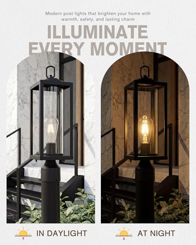 18Inch Outdoor Post Lights (Black(No Sensor) / 18.3 in)