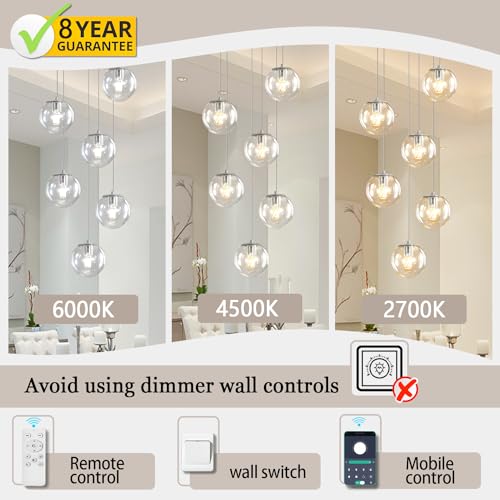Silver LED Staircase Chandelier 6 (Silver-Clear / Globe 6-Light)
