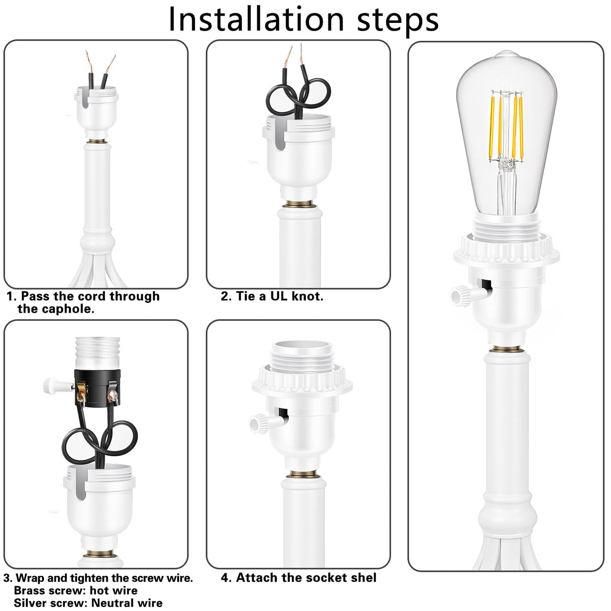 UL Listed E26 Light Socket (White)