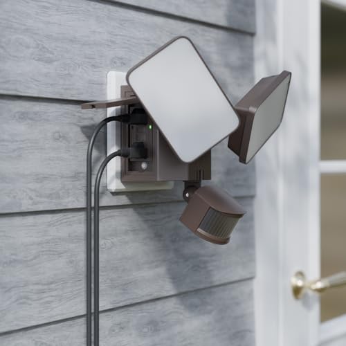 LED Security Light with GFCI Outlets Flood Lights 5000K Bronze (Bronze)