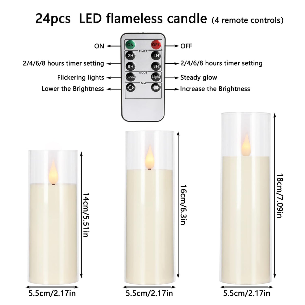 Flickering Flameless Candles Battery Operated with Remote (24 Pack Ivory-3)