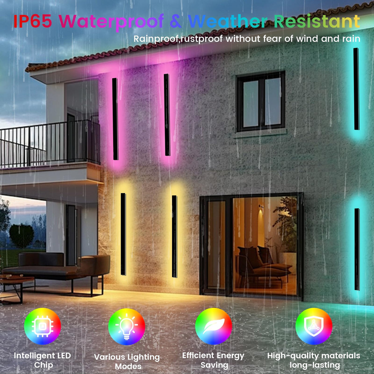 Outdoor Lights for House (RGB (Red, Green, Blue) / 1pack-31.5Inch*2inch)