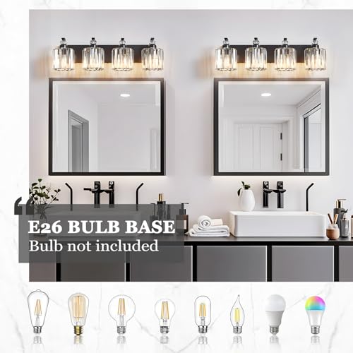 4 Light Black Bathroom Light Fixture Modern Vanity Lights Over Mirror Vintage Wall Sconce Lighting for Bathroom (Black-B / 4-Lights)