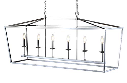 Pagoda 6 Light Pendant 49" Cage (Chrome)