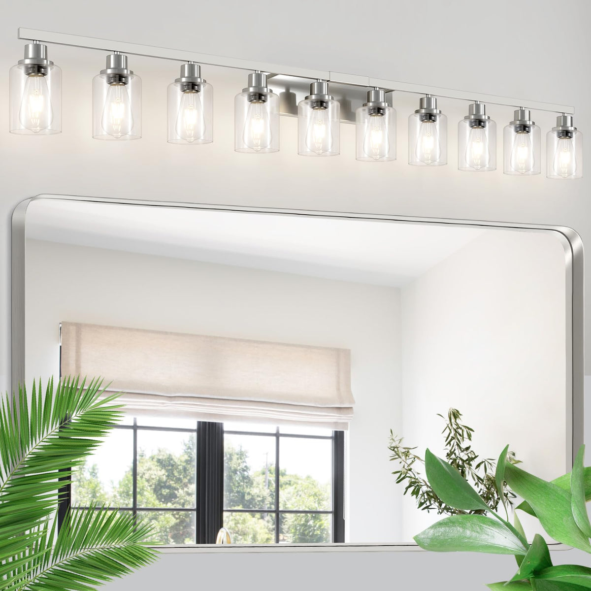 Brushed Nickel Bathroom Vanity Light 10 (Nickel / 10-light)