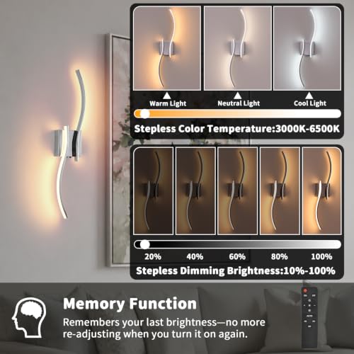 Battery Operated Wall Sconces Set of 2 (Chrome / 26.8 inch)