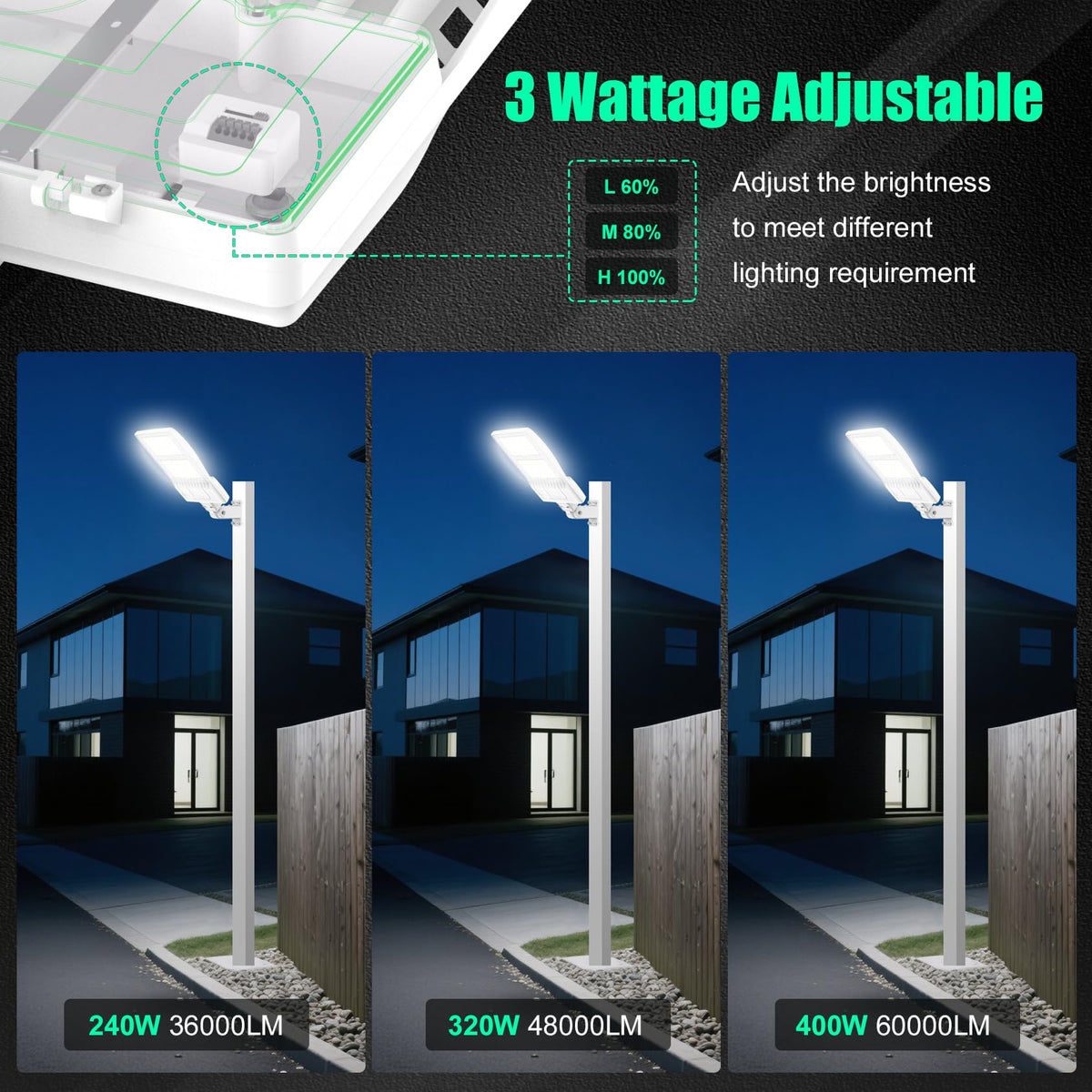 400W LED Parking Lot Lights Arm & Slip Fitter Mount Dusk to Dawn UL Listed (400W)