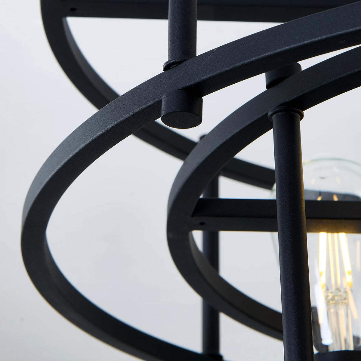 Industrial Black Chandelier 6 Light Candle Semi Flush Mount Ceiling Light (Black / chandelier)