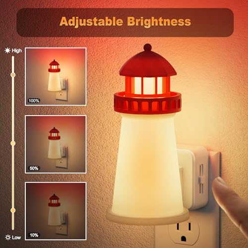 Night Lights Plug into Wall [2 Pack] 3D Printed Beacon Night Light (Lighthouse / 2 Pack)