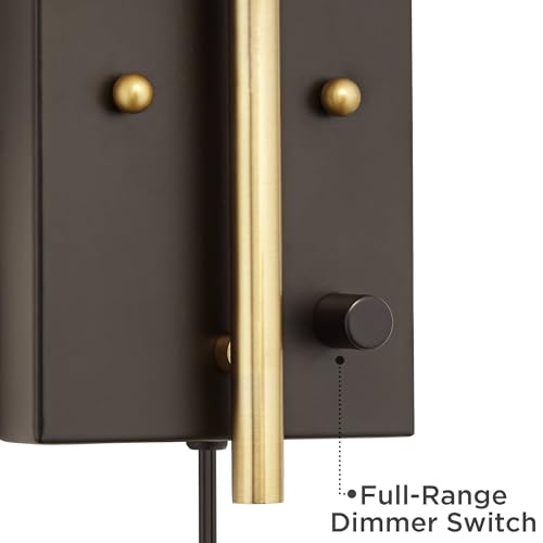 Chester Antique Brass and Black Swing Arm Wall Lamps Set of 2 Light Fixture