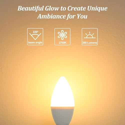 E12 LED Candelabra Light Bulbs 40W Equivalent (2700k Warm White / 12 Pack)