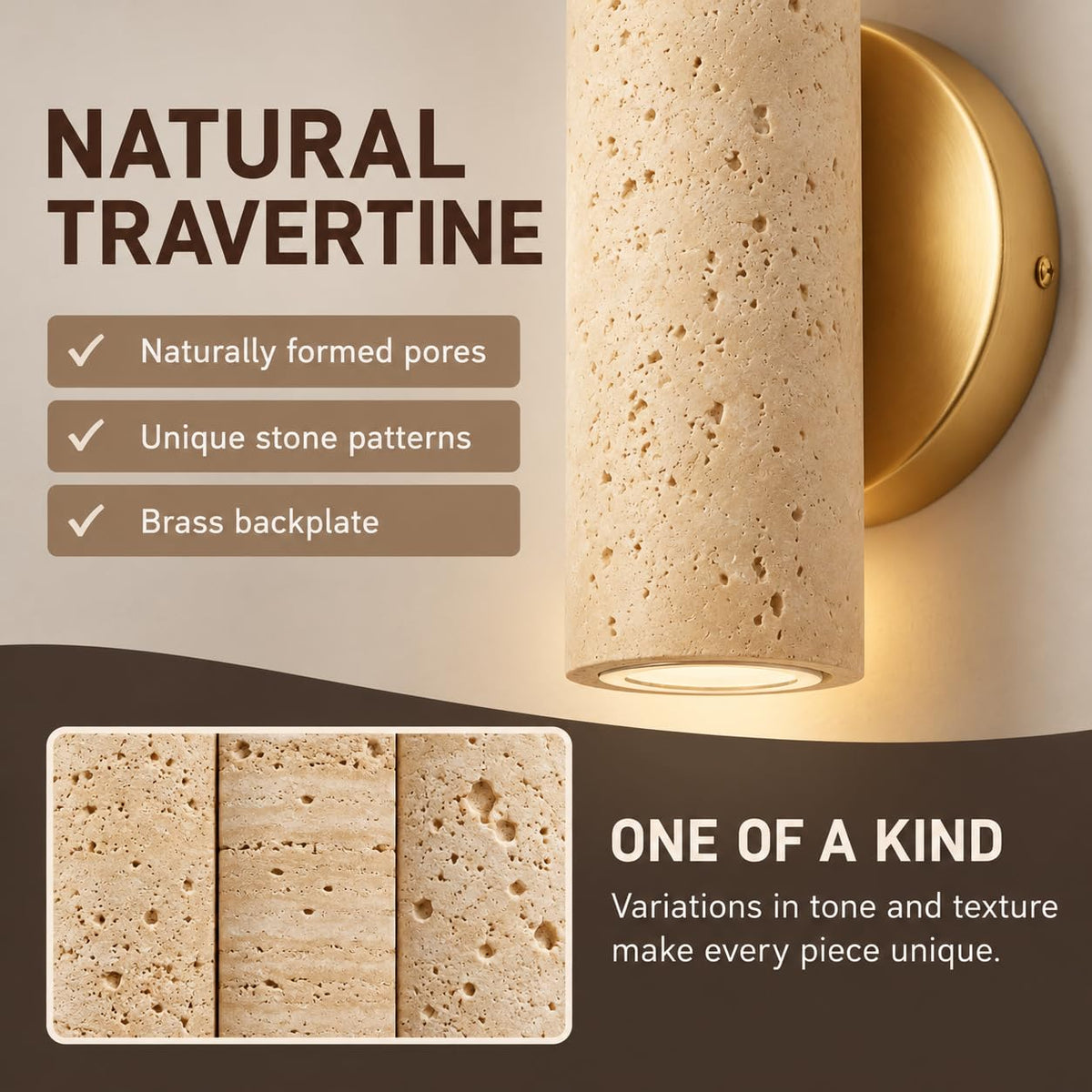 Natural Yellow Travertine Wall Sconces (Natural Yellow Travertine / 2 Pack)