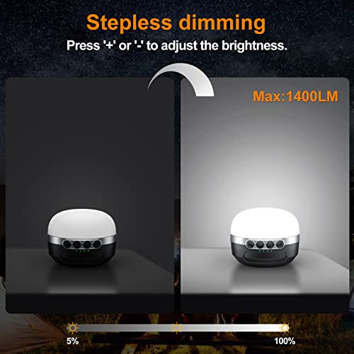 LED Camping Lantern Rechargeable 1400LM (Bright Black)