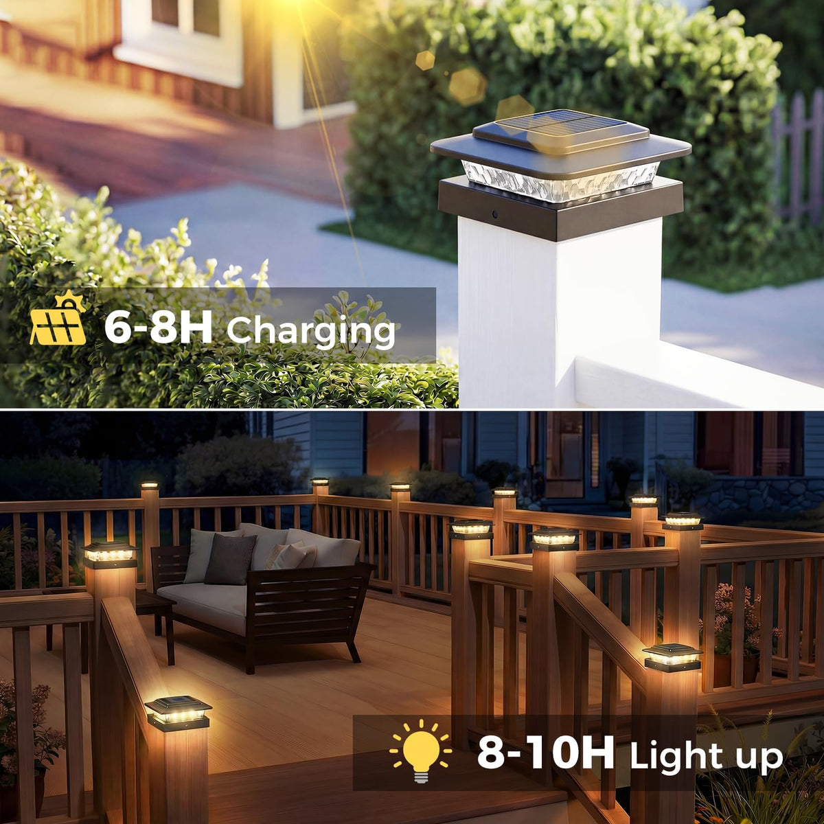 4x4 Solar Post Cap Lights Outdoor 6Pack (Black / 6 Pack)