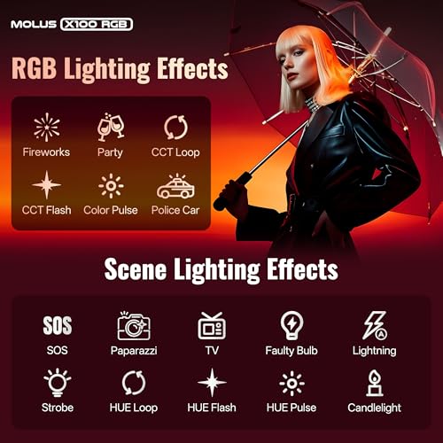 MOLUS X100 RGB PRO 100W Portable Professional Video Light [Official] (X100 RGB PRO(Collab))