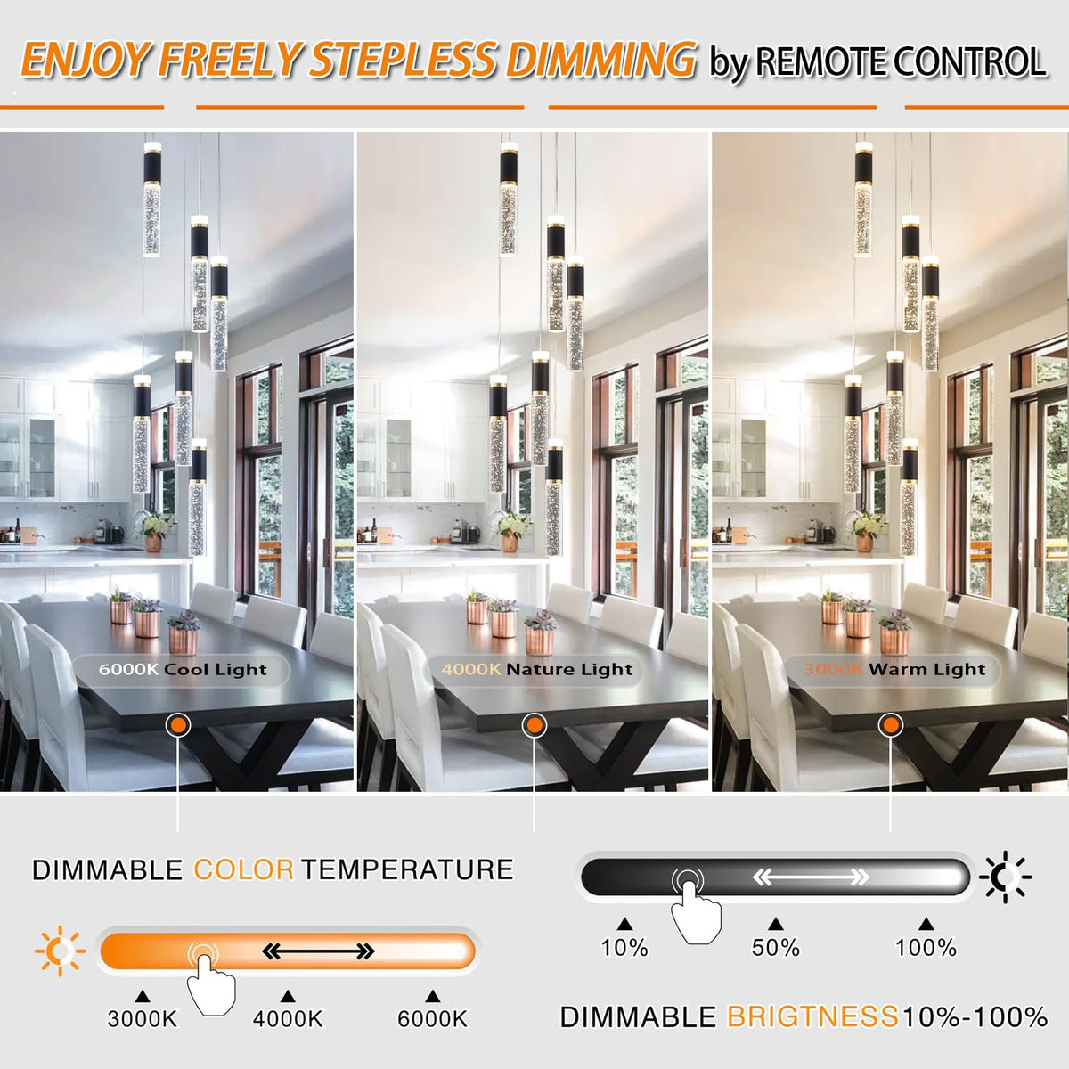 6 Lights Led Chandelier (Black / 6-Light)
