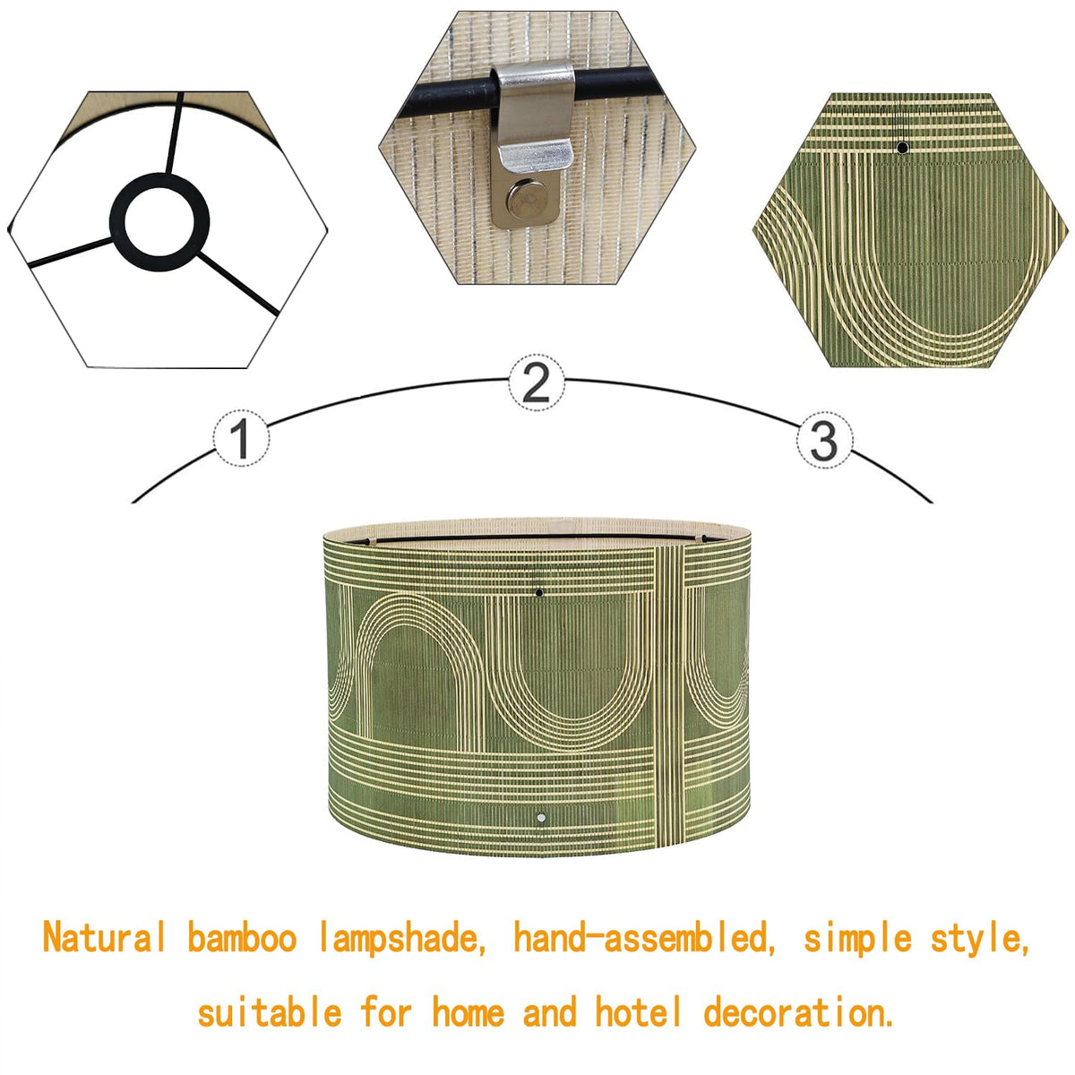 Pendant Lamp Shade Modern Minimalist Art Deco 13.8x9 Inch (Green Geometric)