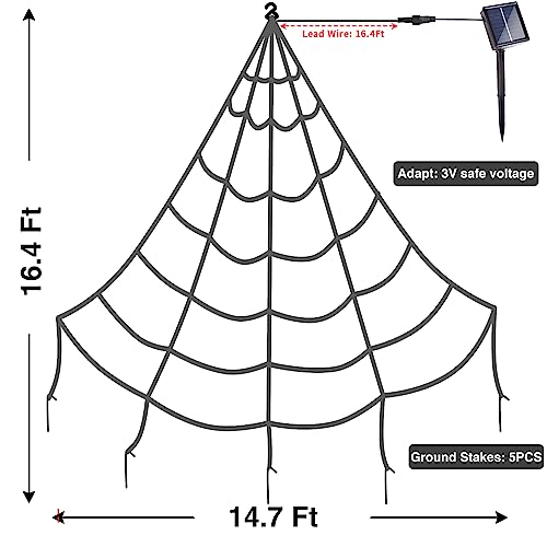 Outdoor Solar Powered Halloween Decorations Spider Web Lights (Green)