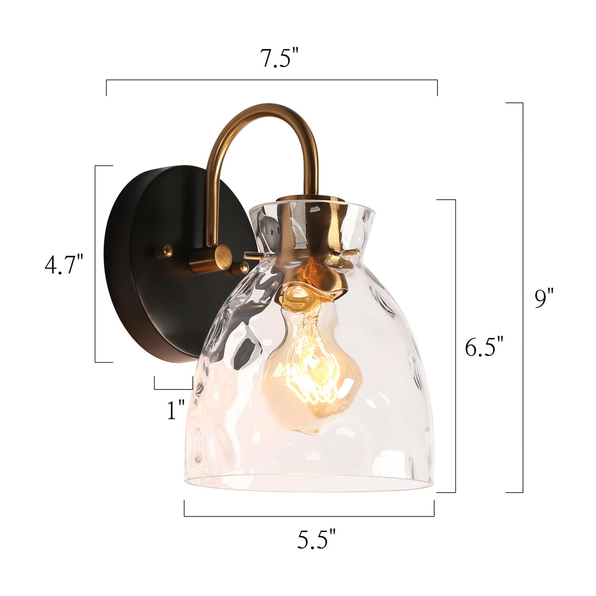 Mid Century Modern Wall Sconce (Black & Electroplated Brass / 1-Light)