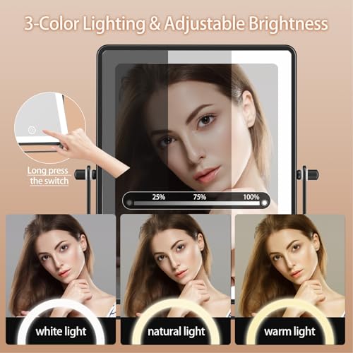 8.7" 5000mAh Rechargeable Wall Mounted Makeup Mirror (Bronze a)
