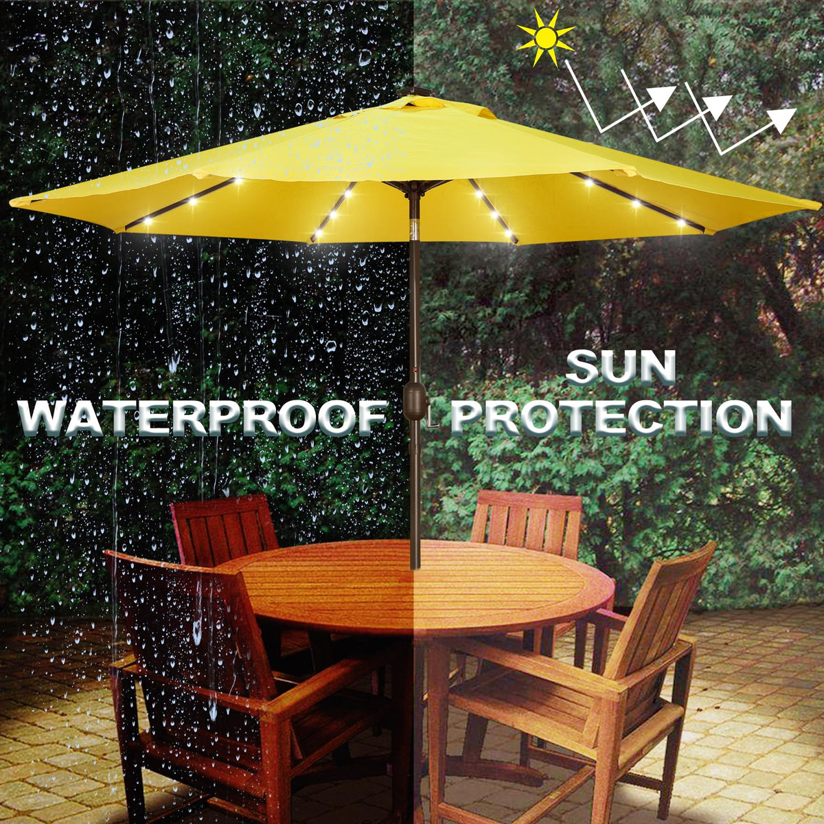 9 ft Solar Umbrella (Yellow)